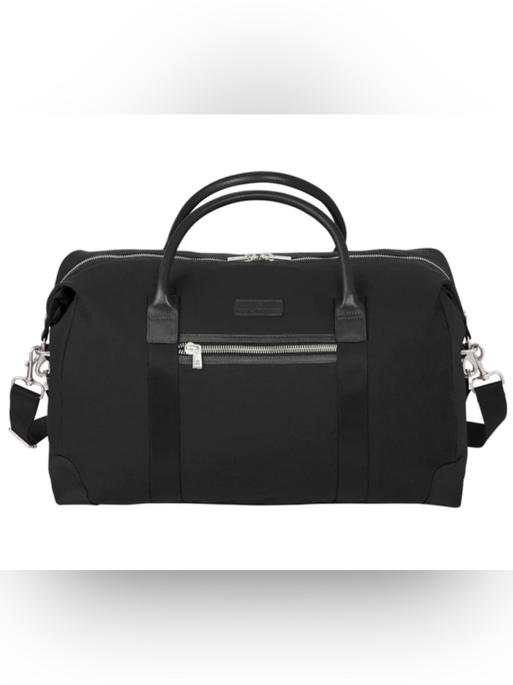 New Brooks Brothers Wells Duffel black 42.3L Canvas & Leather *logo embroidered